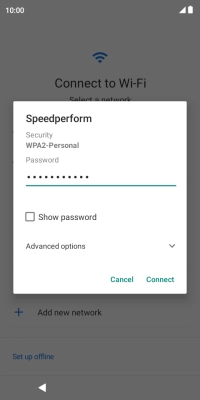 Key in the password for the Wi-Fi network and press Connect.