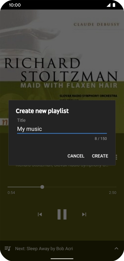 Key in a name for the playlist and press CREATE.