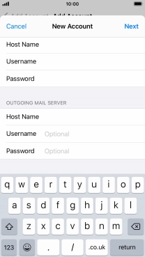 Press Username and key in the username for your email account. Please note that if you're using Vodafone's outgoing server, leave the username field empty.