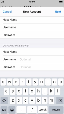 Press Username and key in the username for your email account. Please note that if you're using Vodafone's outgoing server, leave the username field empty.
