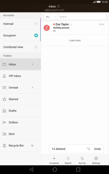 Press the required email account.