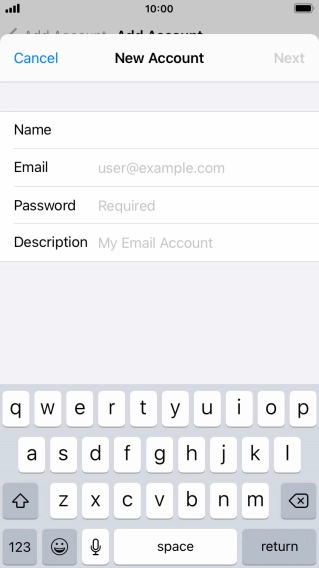 Press Email and key in your email address.