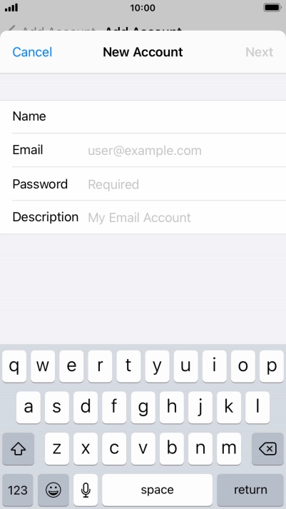 Press Email and key in your email address.