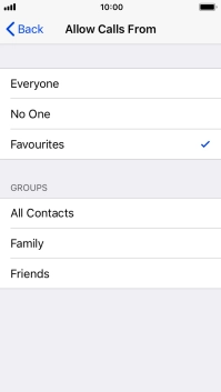 Press the required setting to select which contacts can call you even though Do Not Disturb is turned on.