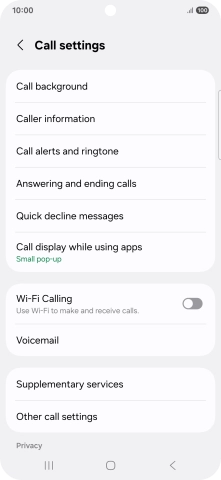 Press Supplementary services.