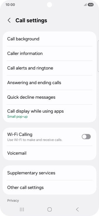 Press Supplementary services.
