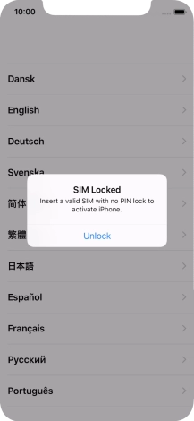 If your SIM is locked, press Unlock.