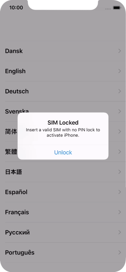 If your SIM is locked, press Unlock.