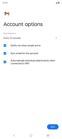 If this screen is displayed, you email account has been recognised and set up automatically. Follow the instructions on the screen to key in more information and finish setting up your phone.