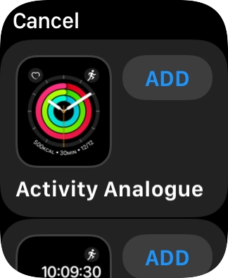 Press the required watch face.