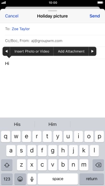 Press Insert Photo or Video and follow the instructions on the screen to attach a picture or a video clip.