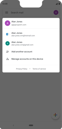 Press the required email account.