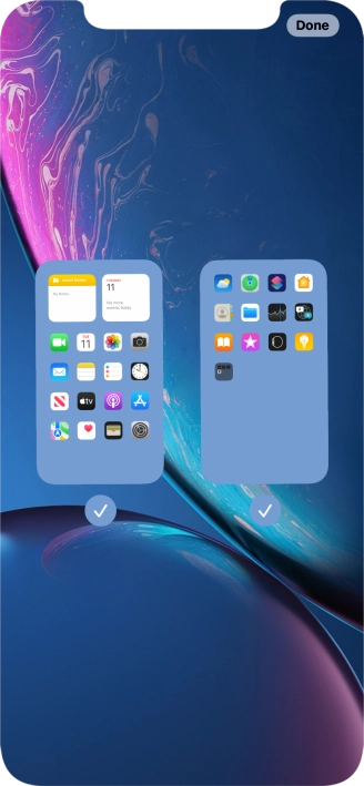 Press the fields below the required home screens to select or deselect them.