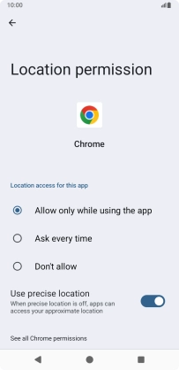 Press the required setting.