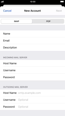 Press Host Name and key in the name of your email provider's outgoing server. Please note that if you can't send email messages when using your email provider's outgoing server, key in smtp.vodafone.net.au (Vodafone's outgoing server).