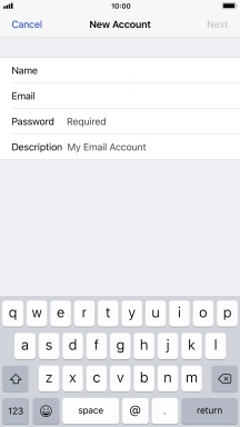 Press Password and key in the password for your email account.