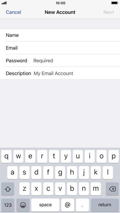 Press Password and key in the password for your email account.