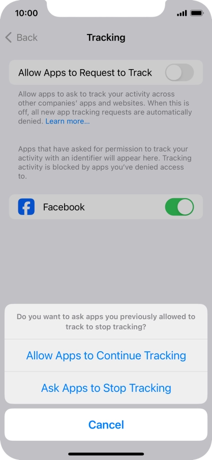 If you turn off the function, press the required setting.