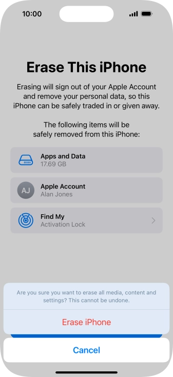 Press Erase iPhone.