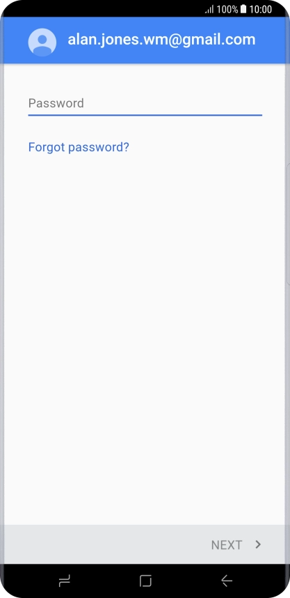Press Password and key in the password for your Google account.