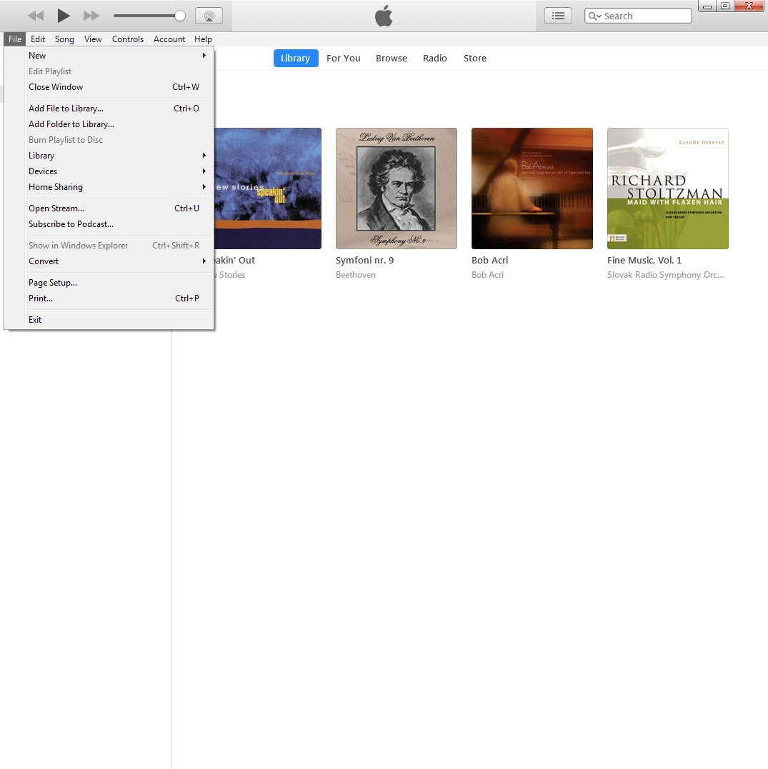 Click Add File to Library... to add one file at a time.