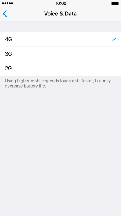 Press the required network mode.