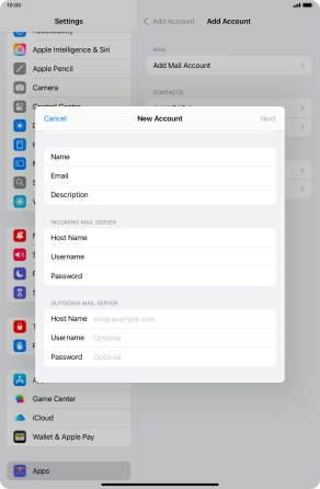 Press Host Name and key in the name of your email provider's outgoing server. Please note that if you can't send email messages when using your email provider's outgoing server, key in smtp.vodafone.net.au (Vodafone's outgoing server).