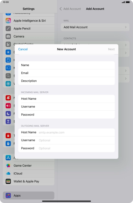 Press Host Name and key in the name of your email provider's outgoing server. Please note that if you can't send email messages when using your email provider's outgoing server, key in smtp.vodafone.net.au (Vodafone's outgoing server).