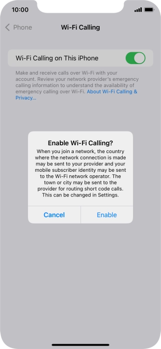 If you turn on the function, press Enable.