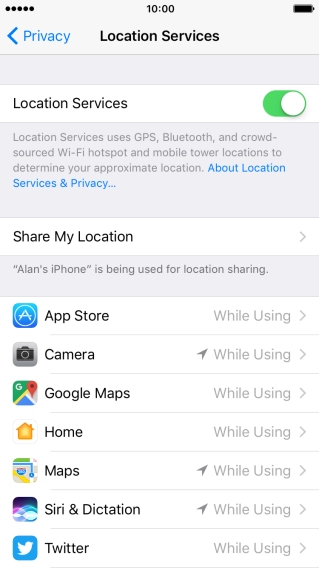 Press the indicator next to 