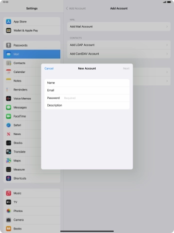 Press Password and key in the password for your email account.