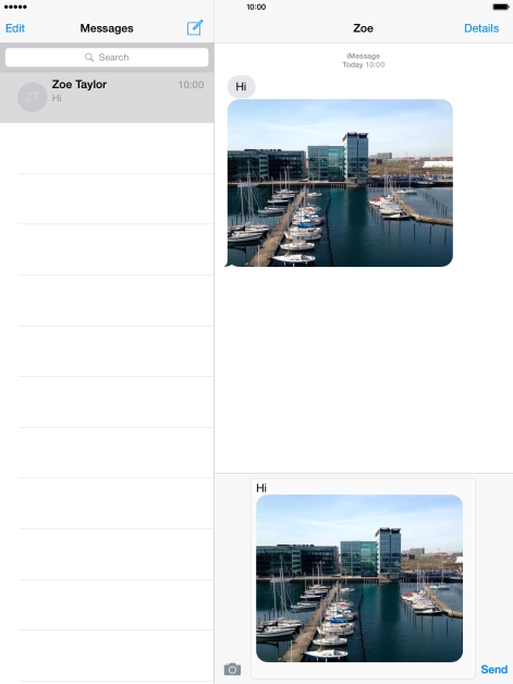 Press Send when you've finished your iMessage.
