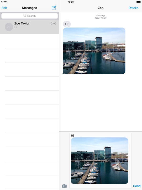 Press Send when you've finished your iMessage.