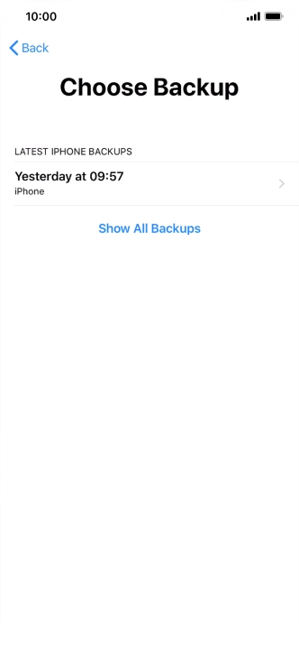 Press the required backup and your phone restores the content of the selected backup. Subsequently, follow the instructions on the screen to set up your phone and prepare it for use.
