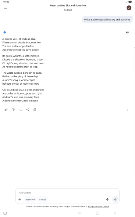 You can ask Gemini to generate a text based on your description.