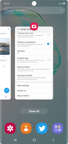 To end one running application, slide your finger upwards on the required application.