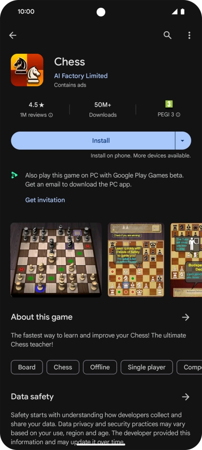 Press Install and follow the instructions on the screen to install the app.
