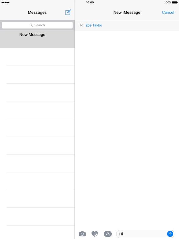 Press the sticker icon and follow the instructions on the screen to add a sticker to your iMessage.