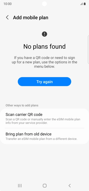 Press Scan carrier QR code.