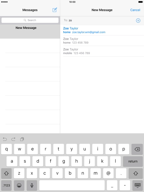 Press the required contact.