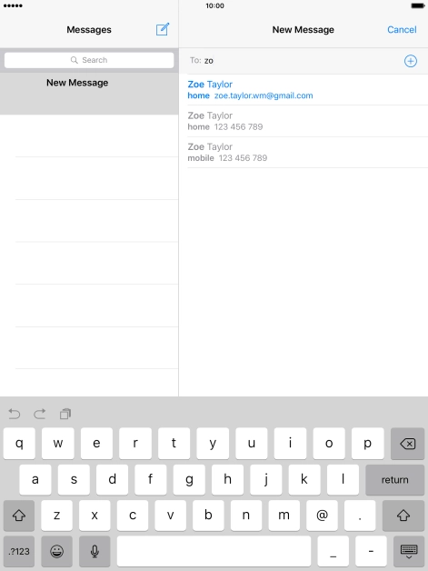 Press the required contact.