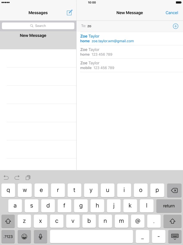 Press the required contact.