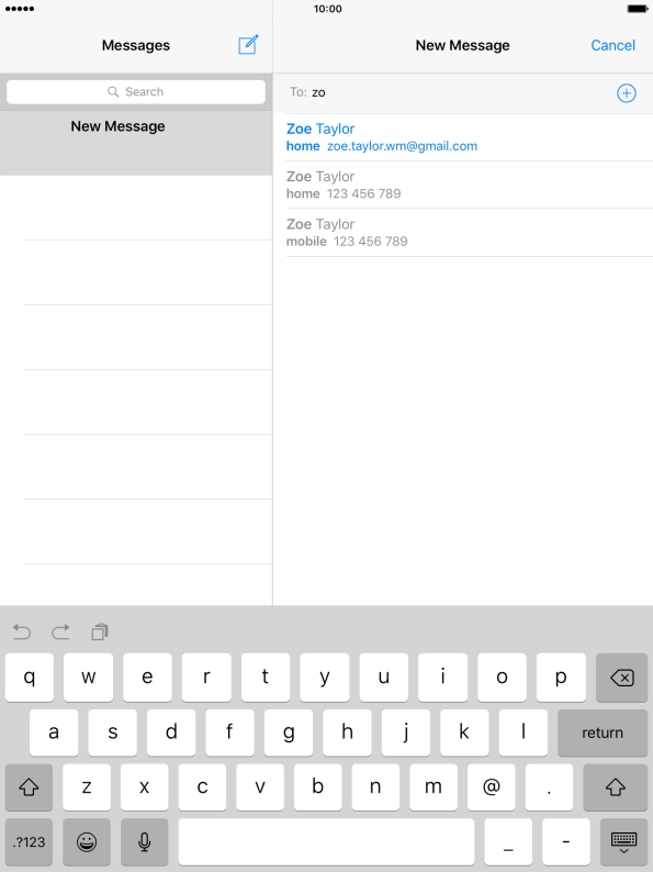 Press the required contact.