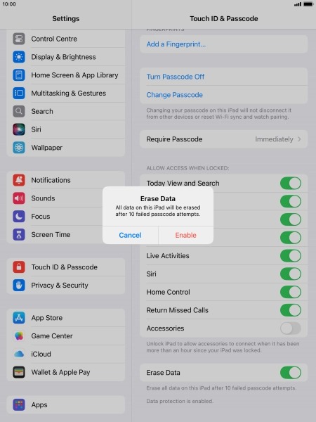 If you turn on the function, press Enable.