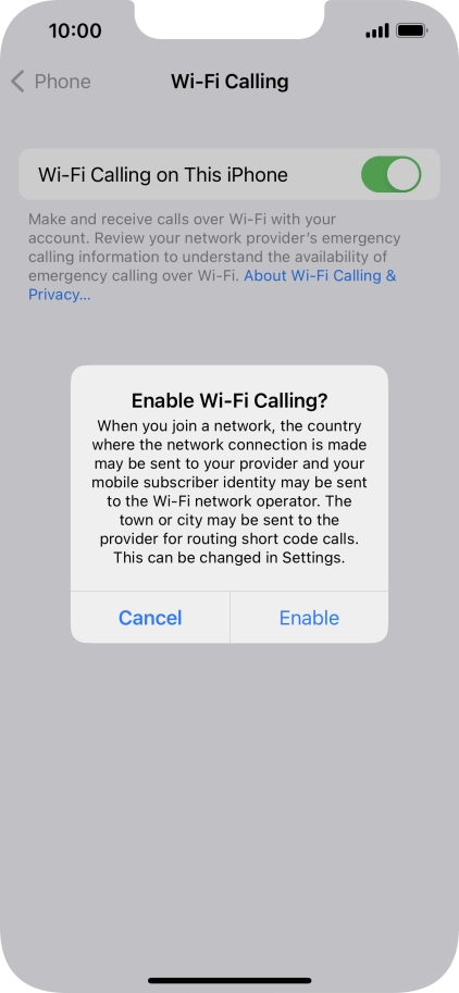 If you turn on the function, press Enable.