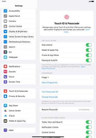 Press the indicators next to the required settings to turn them on or off.