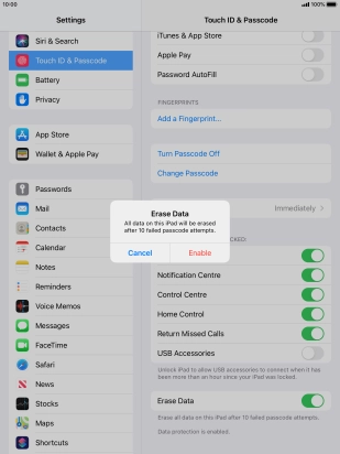 If you turn on the function, press Enable.