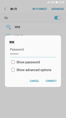 Key in the password for the Wi-Fi network and press CONNECT.