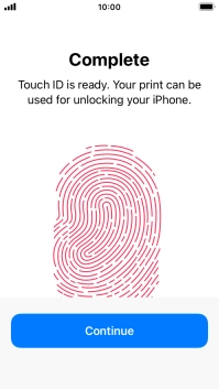 Press Continue. If you haven't previously selected a phone lock code, key in a code of your own choice twice.