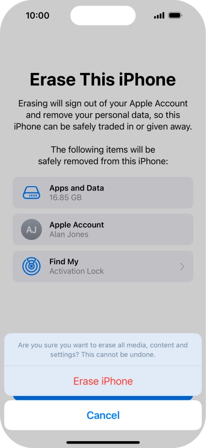 Press Erase iPhone.
